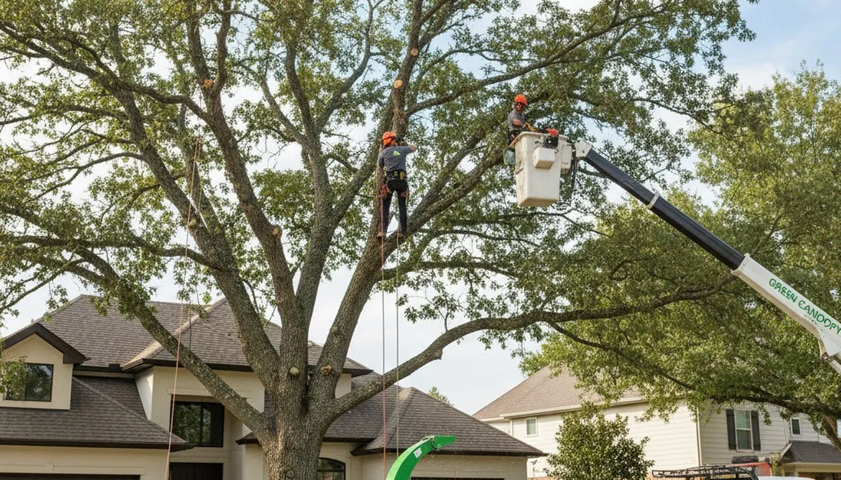 Arborist performing professional tree pruning in Chicago, IL for healthy residential trees