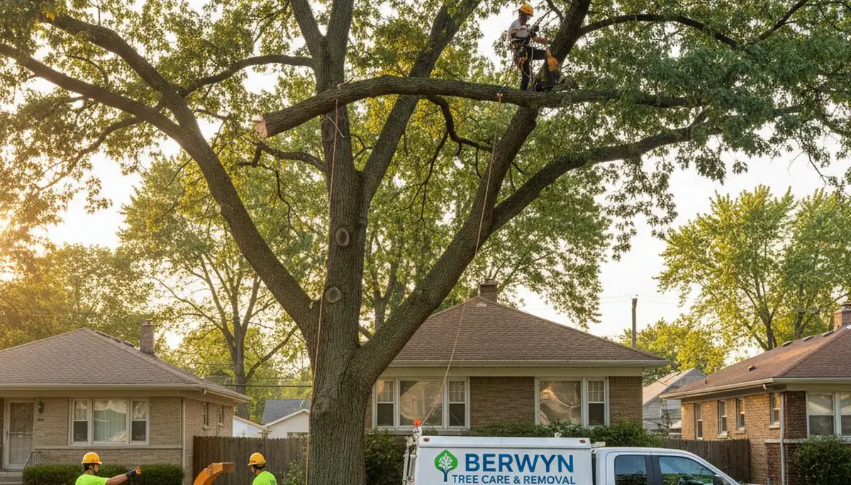 Professional tree removal service crew working in Chicago, IL