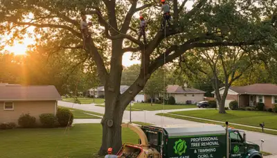 Professional tree removal service crew working in Chicago, IL