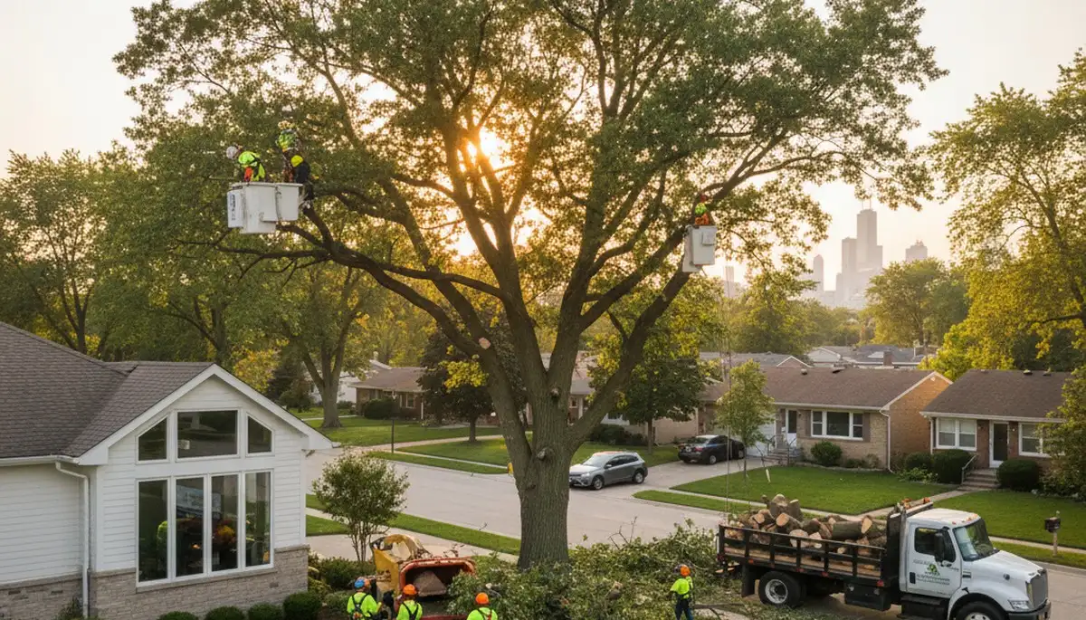Professional tree removal service in Chicago IL safely clearing damaged trees