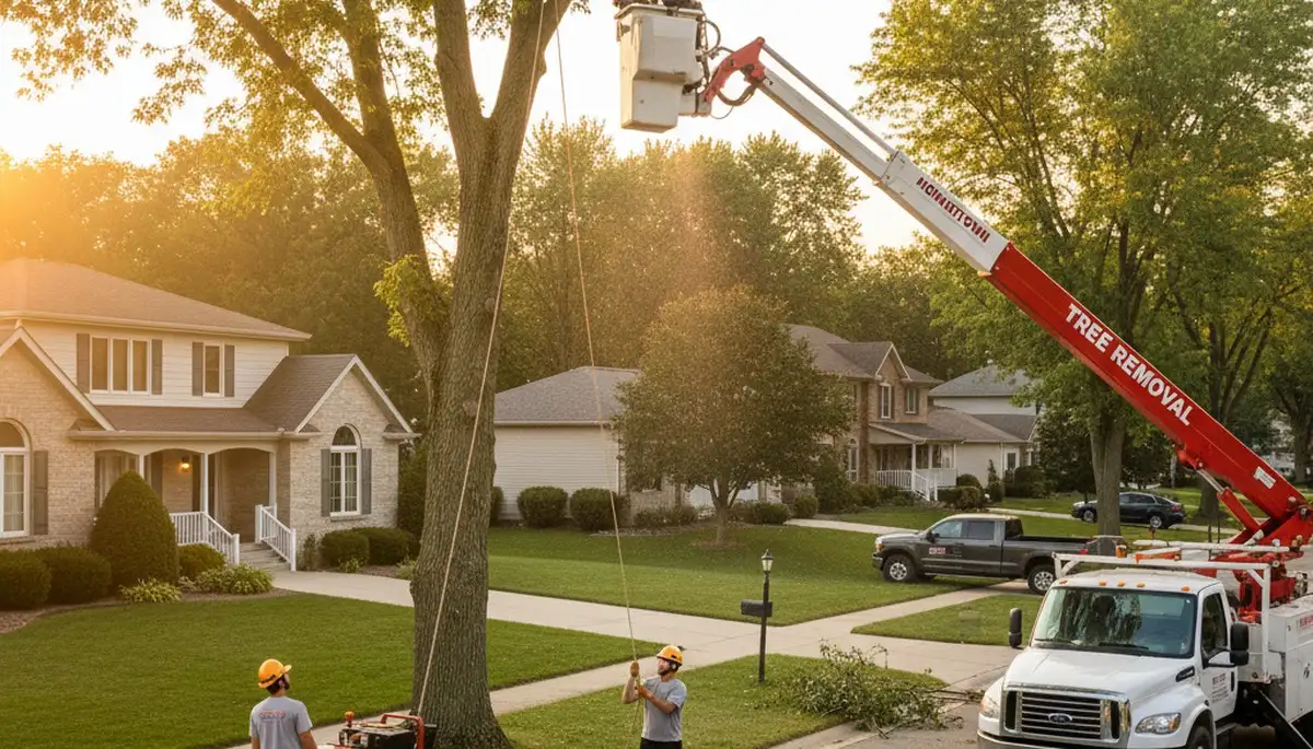 Professional tree removal service crew working in Chicago, IL